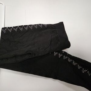 Black Leggings with Rhinestone Detail